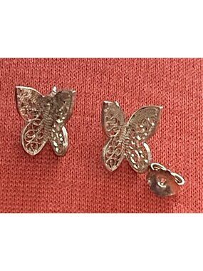 Portuguese Filigree Sterling Silver Butterfly Stud Earrings